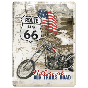 Route US 66 met motor metal postcard 30x40 Route US 66 met motor metal postcard 30x40