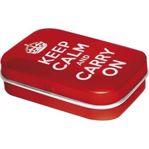 Keep Calm and Carry On mintbox met retro design 4 x 6 x 1,6 cm