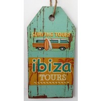 Ibiza Surfing Tours bus houten tekstbord medium