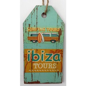 Ibiza Surfing Tours bus houten tekstbord medium