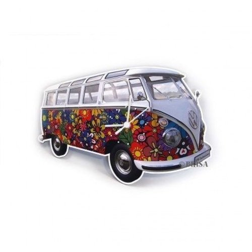 Volkswagen klassieke T1 bus Flower Power wandklok Volkswagen klassieke T1 bus Flower Power wandklok