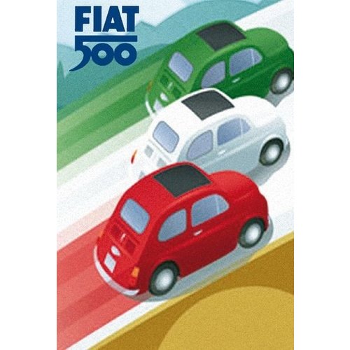 Fiat 500 metalen card Tricolore 15x21 cm