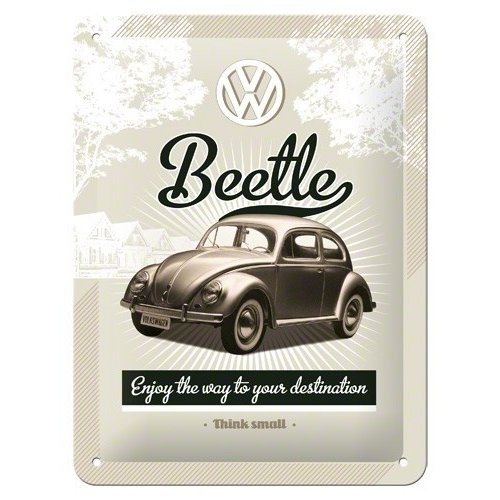 VW Beetle Think small metalen plaat 20x15 cm