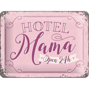 Hotel Mama Open 24h metalen wanddecoratie 15x20 cm