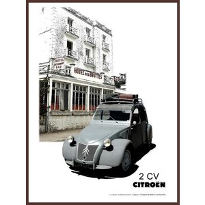 Citroën 2CV metalen wanddecoratie 30x20 cm