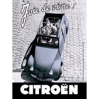 Citroën 2CV Joie de Vivre metalen wanddecoratie 30x20 cm