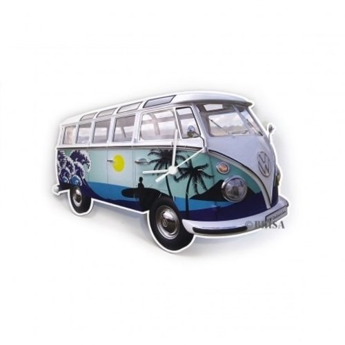 Volkswagen klassieke T1 blauwe surf wandklok