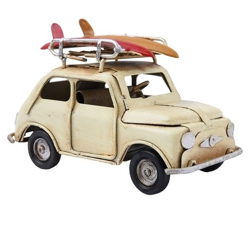 Fiat 500 metalen miniatuurauto met snowboards Fiat 500 metalen miniatuurauto met snowboards