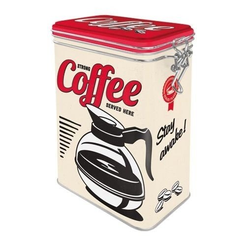 Strong Coffee served here Metall 3D Aufbewahrungsbox von Nostalgic Art mit Deckel und Clipverschluss