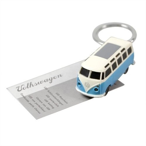 VW T1 Samba bus blauwe sleutelhanger met ledlampje