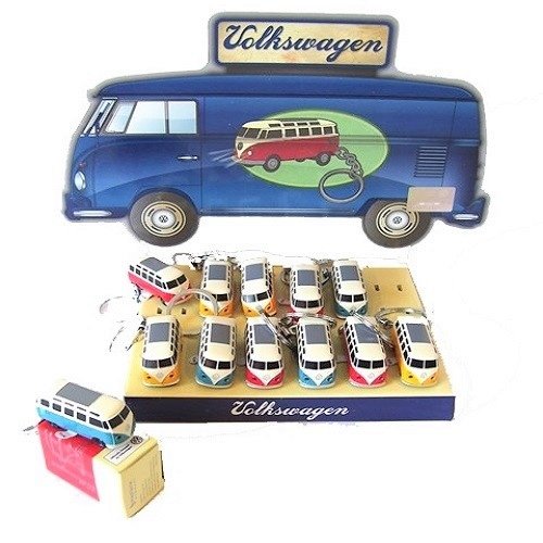 VW T1 Samba bus blauwe sleutelhanger met ledlampje