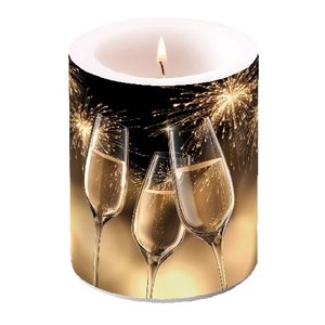 Grote lampionkaars met champagneglazen Grote lampionkaars met champagneglazen