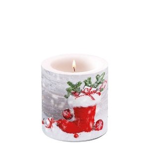 Kleine lampionkaars met Santa's Boots Kleine lampionkaars met Santa's Boots