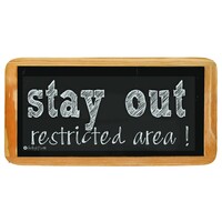 Hanging sign STAY OUT restricted area!