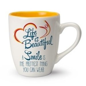 Life is Beautiful mok A smile is the prettiest thing you can wear