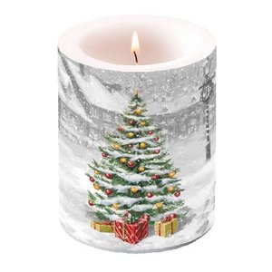 Grote lampionkaars met Tree On Square Ø 10 cm