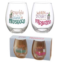 Set van 2 Drinkglazen - Prosecco Slogans