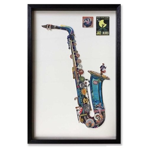 Muurdecoratie Paper Art Alt saxofoon blauw