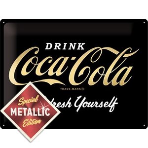 Coca-Cola - Logo Black Refresh Yourself - Special Edition metalen wandplaat 40x30