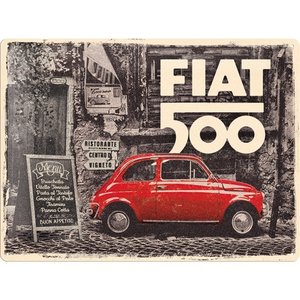 Fiat 500 rote Wandplatte 30x40 cm