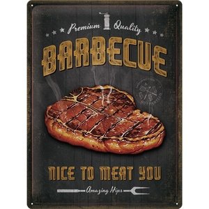 Barbecue Nice To Meat You metalen wandplaat 30x40 cm