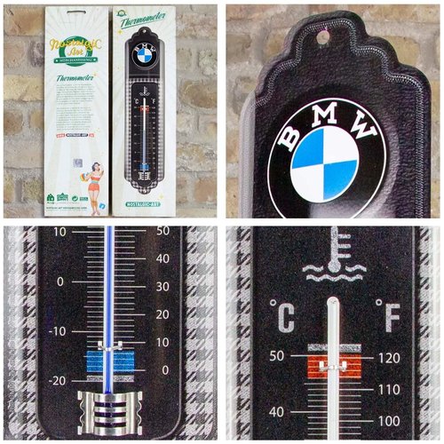 BMW BMW Pepita metalen thermometer 28x6,5 cm