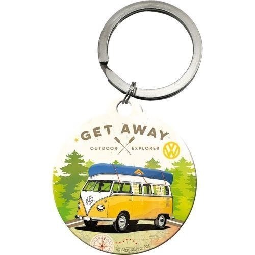 Volkswagen Volkswagen Bulli T1 Get Away ronde metalen sleutelhanger Volkswagen Volkswagen Bulli T1 Get Away ronde metalen sleutelhanger