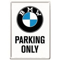 BMW Parking Only White Metall Postcarte 10x14 cm