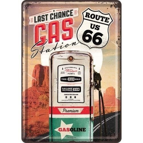 Route 66 Gas Station Metall Postcarte 10x14 cm