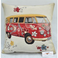 VW T1 Bus Flower Power Dekokissen 45x45 cm