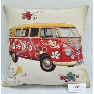 Volkswagen VW T1 Bus Flower Power Dekokissen 45x45 cm