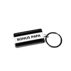 Schlüsselanhänger Schwarz/Weiß "Bonus Papa"