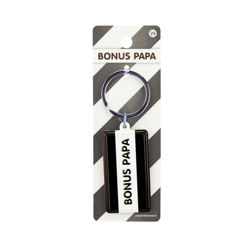 Sleutelhanger Black&White “Bonus Papa” 13,5x4,5 cm