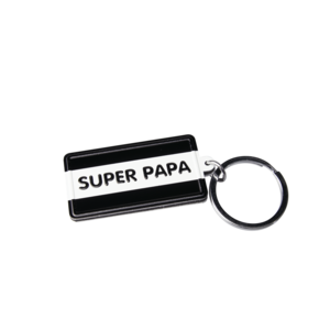 Schlüsselanhänger Schwarz/Weiß "Super Papa"