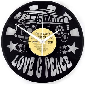 Vinyl Love and Peace Bus wandklok