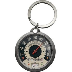 Tachometer ronde metalen sleutelhanger