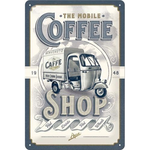 Vespa Vespa-Piaggio Ape - Coffee Shop metalen wandbord 20x30 cm