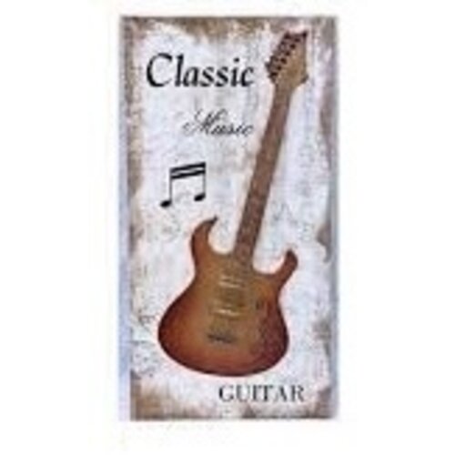 Clayre & Eef Gitaar canvas wanddecoratie 30x60 cm