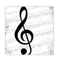 Servetten I Love Music zwart met muzieksleutel 25x25 cm