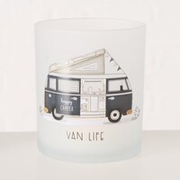 Happy Camper Van Life glazen windlicht klein