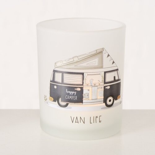 Campervan Van Life Windlicht aus Milchglas 8,5 x 7 cm