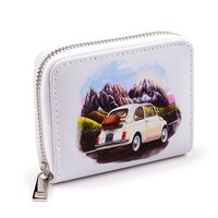 Fiat 500 kleine weiße Brieftasche mit Reißverschluss