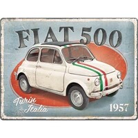Fiat 500 - Turin Italia metalen wandplaat 30x40 cm