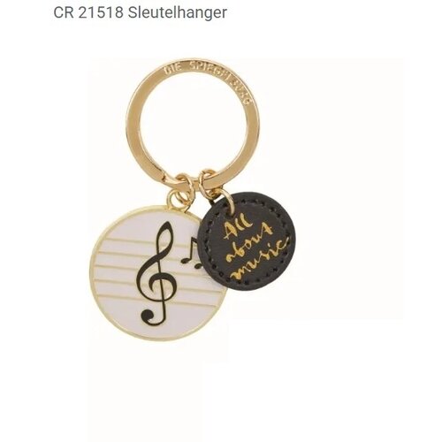 Muzieksleutelhanger ‘All about music’ met muzieksleutel en muzieknoot