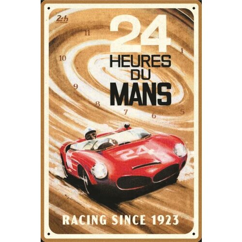 24H Le Mans 24H Le Mans Red car metalen bord 20x30 cm 24H Le Mans 24H Le Mans Red car metalen bord 20x30 cm