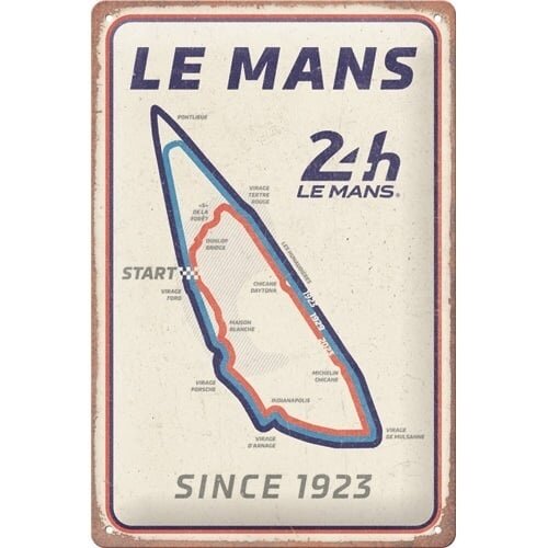 24H Le Mans 24H Le Mans Circuit metalen bord 20x30 cm 24H Le Mans 24H Le Mans Circuit metalen bord 20x30 cm