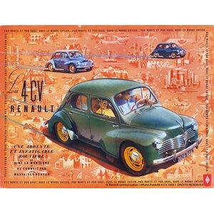 Renault Renault 4CV Metallwandteller 30x40 cm