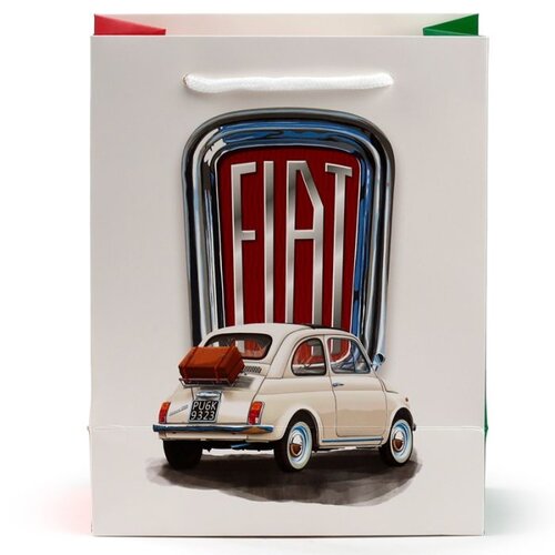 Fiat Fiat 500 Retro Rood & Wit - Geschenktasje Medium