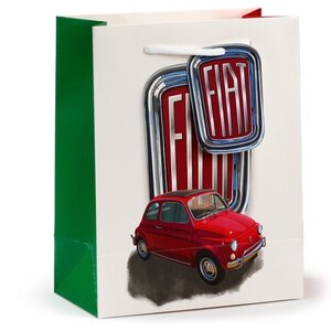 Fiat Fiat 500 Retro Rot & Weiß – Mittlere Geschenktüte