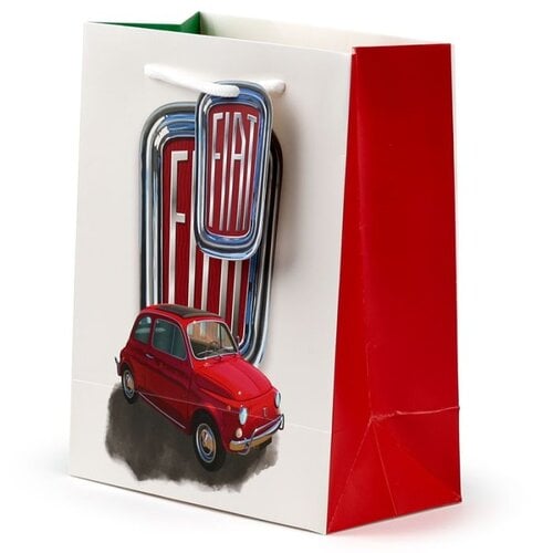 Fiat Fiat 500 Retro Rood & Wit - Geschenktasje Medium